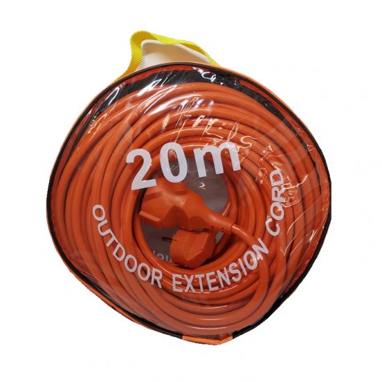 Prelungitor electric, PORTOCALIU, 20M tip cupla + fisa, 3 x 1.5 mm, IP44,max 2000W MX1644